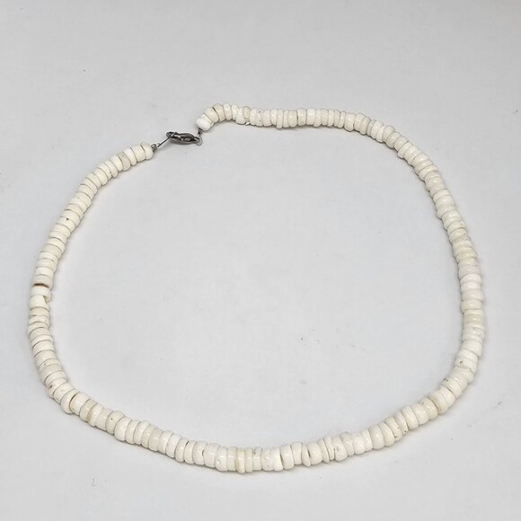 Real White Puka Shell Necklace Surfer Choker 17" Surf Boho - Picture 5 of 12